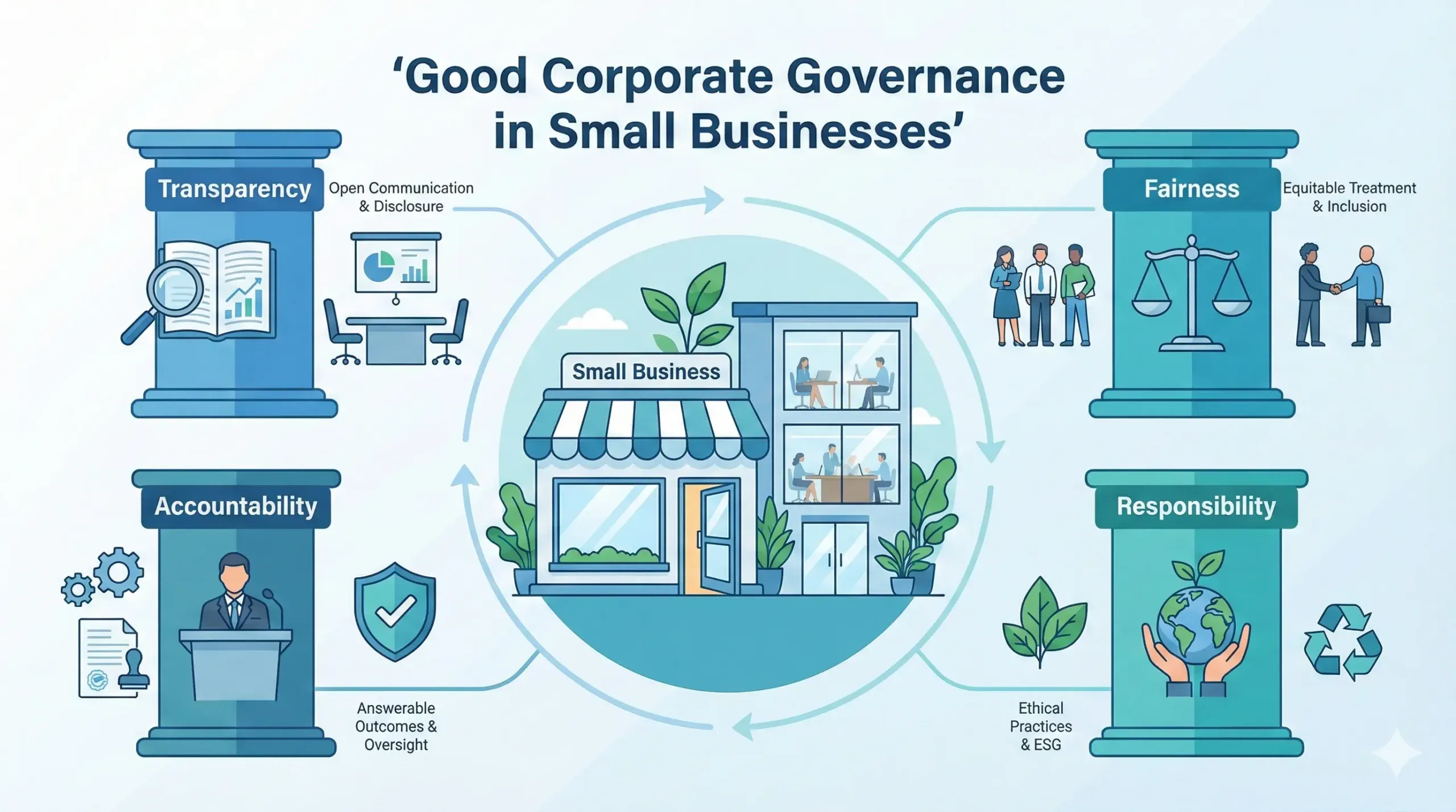 Corporate governance best practices for small businesses infographic